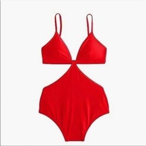 NWT J Crew Red Cutout One-Piece Swimsuit Size 10